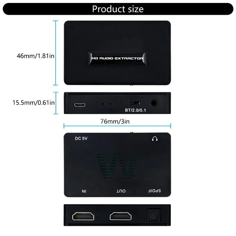 Экстрактор 4K с многоканальной поддержкой Стереовыход 3 5 мм BLE5.0 для игр и
