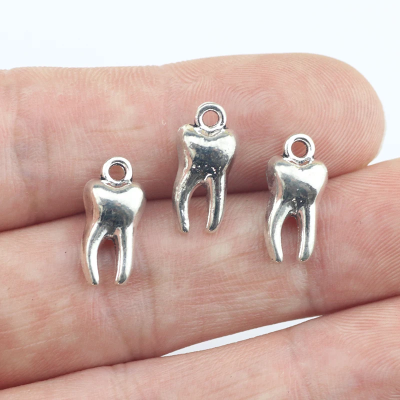 20Pieces 8*15mm Antique Silver Color Special Tooth Charms Earrings Pendant Earrrings Accessory Charms For DIY Jewelry Making