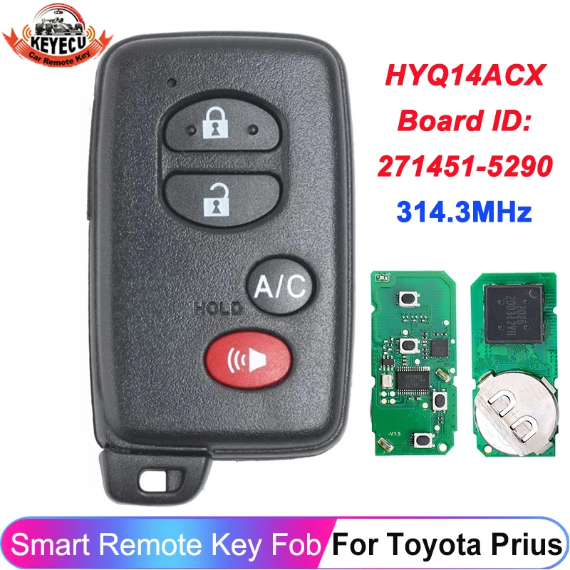 KEYECU 271451-5290 FCC: HYQ14ACX для Toyota Prius 2010 2011 2012 2013 2014 2015 умный БЕСКЛЮЧЕВОЙ пульт