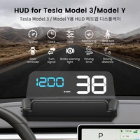 tc500 head up display for tesla model 3 y 2019 2022 hud with speedometer battery driver fatigue alert speeding alarm system