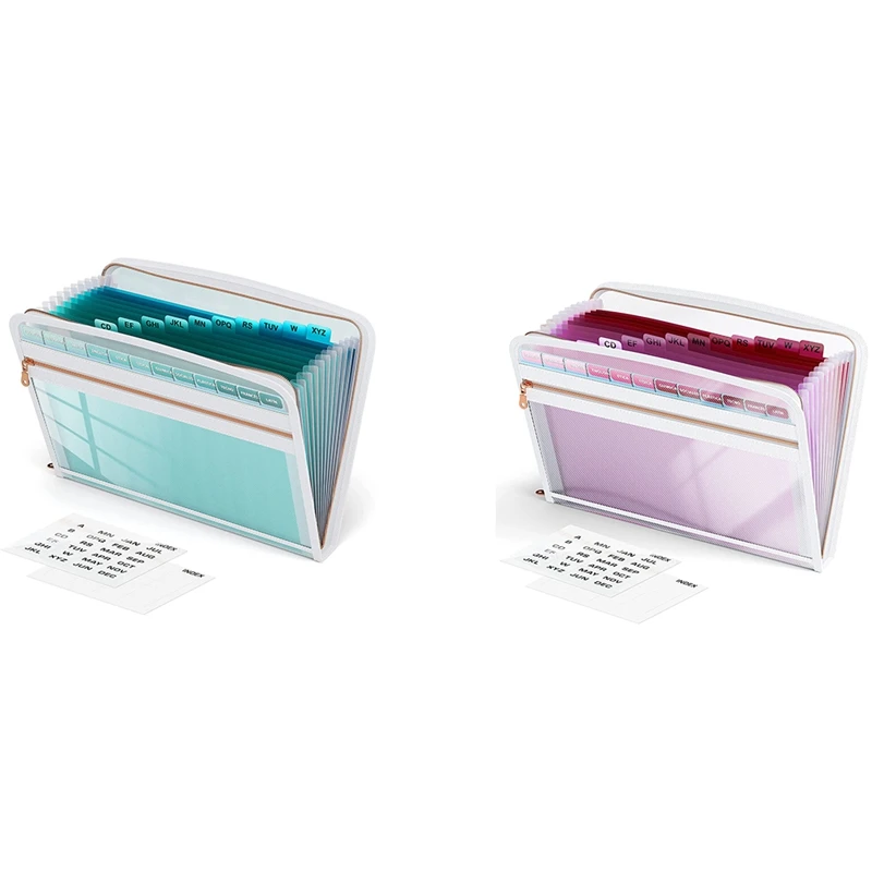 

Expansion File Folder With Zipper Closure,13 Pockets Accordion Expansion File Storage Bag, For A4 Letter Size