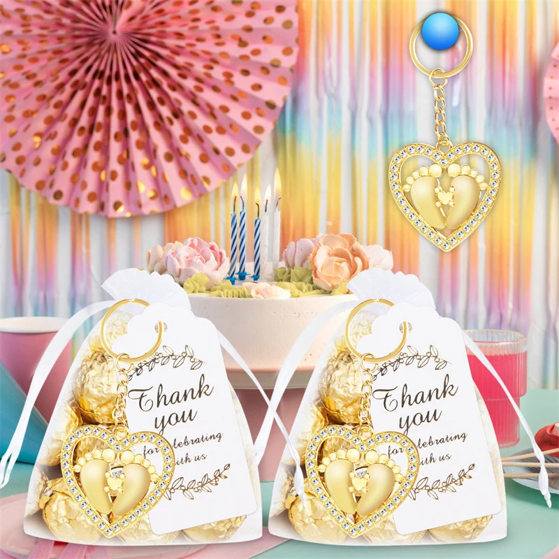 Брелок с моделированием детских ног мешочками из органзы благодарными