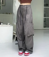 retro street overalls trousers loose wide leg pants summer casual pants large pocket japanese harajuku cargo oversized pants