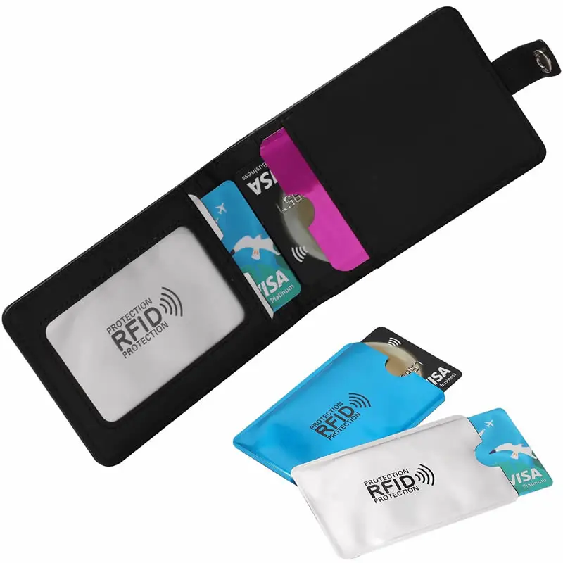 10Pcs Portable Color RFID NFC Blocking Sleeves Passport Credit Bank Card Anti-Scan Protector Aluminum Foil Anti-Read Holder |