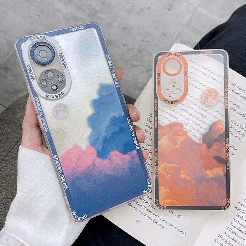 

Retro Moon Cloud Phone Case For OPPO Reno 6 Pro 5 Lite 5Z 5F Realme Narzo 50A 50i C21Y C25Y C20A C11 C15 C12 C25S 5 Cases Covers