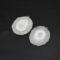 natural druzy agate pendants white slice druzy crystal for jewelry making diy women necklace earrings party gifts