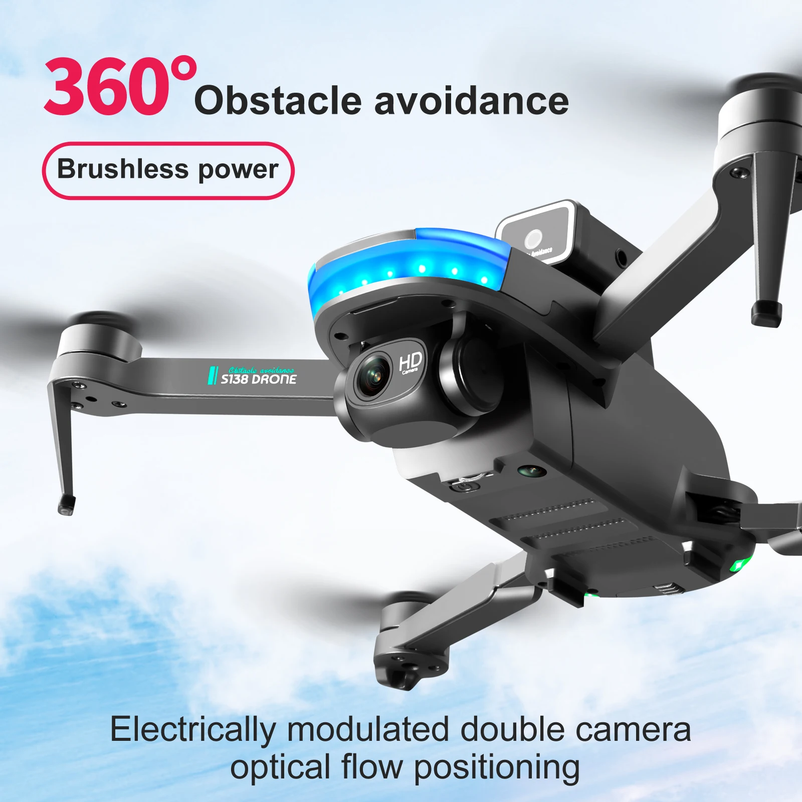 S138 Drone 4K Dual Camera Wide Angle Obstacle Avoidance Optical Flow Positioning Brushless RC Drone Foldable Quadcopter Boy Toys enlarge