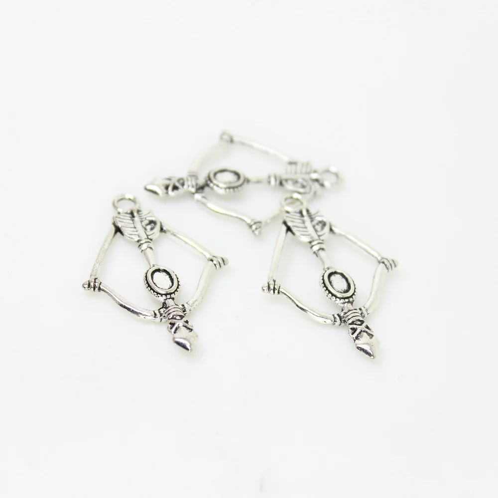 

10Pcs/35x25mm Antique Silver Tone Arrow Bow Charm Pendant For Necklace Earring Diy Jewelry Making