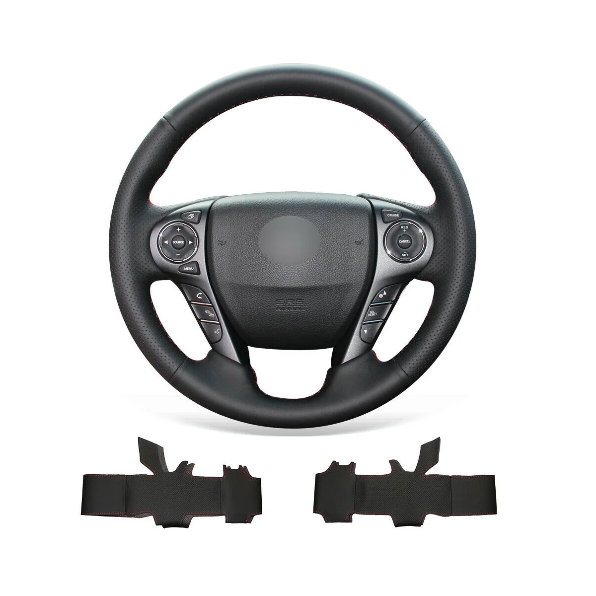 

DIY Hand Stitched Soft Non-slip Black Leather Steering Wheel Cover For Honda Accord 9 Pilot Ridgeline