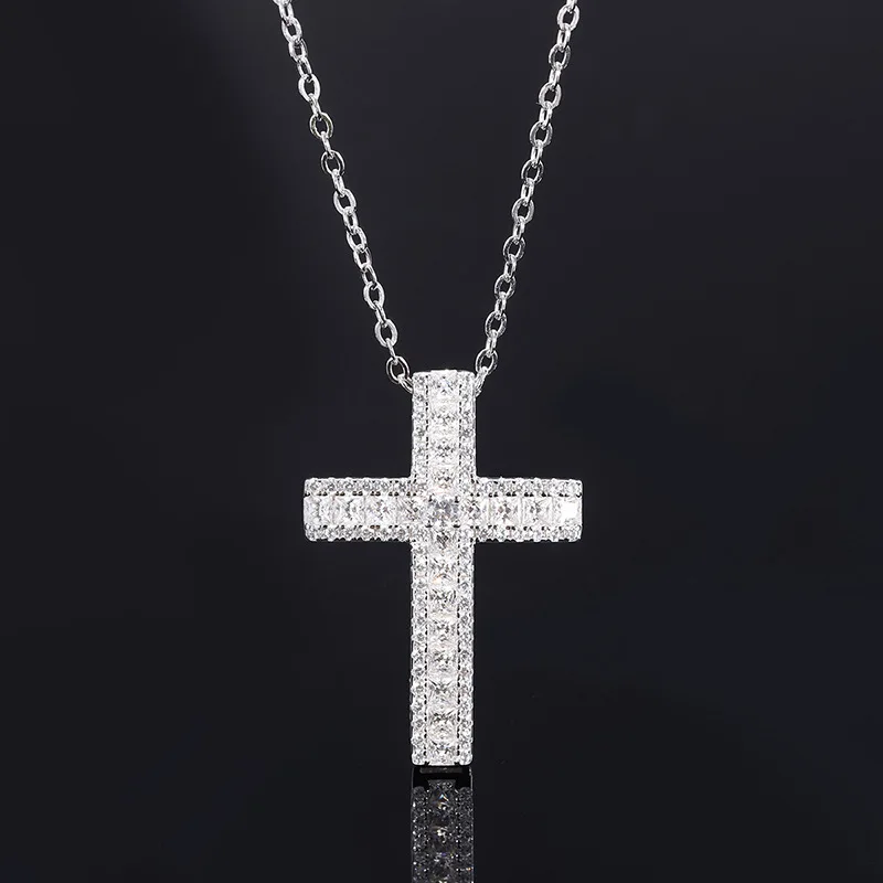 

Европейские и американские популярные женские ювелирные изделия из серебра S925 вечерние бы, цепочка Seiko с инкрустированными бриллиантами, ожерелье с подвеской-крестом