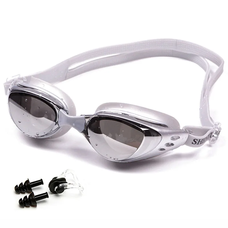 

Professional Silicone Swimming Goggles Earplug Nose ClipWaterproof Anti-fog Electroplating UV Swim Glasses for Men Women Diving