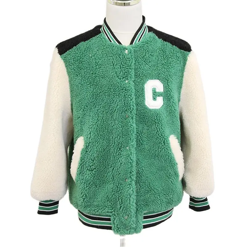 

Winter Green Bomber Short Jacket Casual Style Women's Winter Jackets 2022 Woman Trench Coats Faux Fur Coat Overcoat Female Teddy