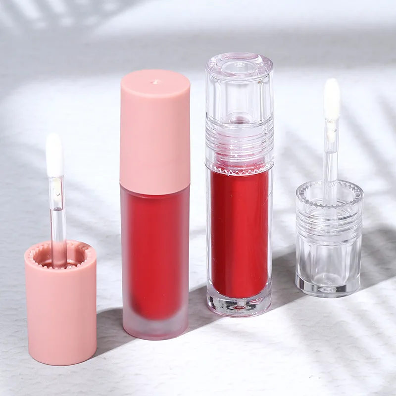Custom Label 3ml Round Frosted Pink Mini Lip Gloss Bottles Tranparent Clear Empty Lipgloss Tubes Containers Packaging With Logo