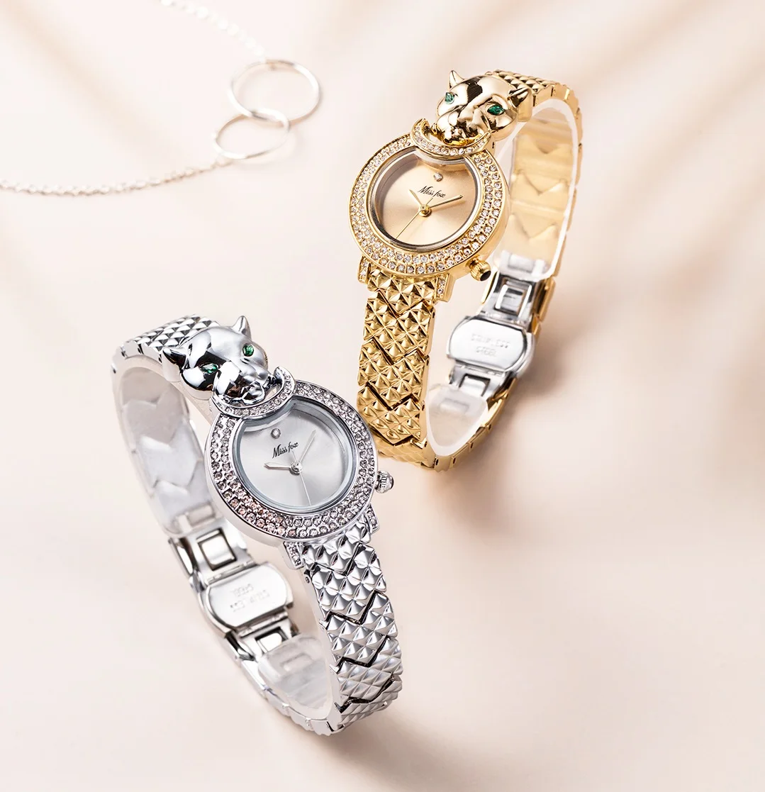 MISSFOX Watch For Women Elegant Classic Diamond Girls Quartz Wristwatches Fashion Silver Stainless Steel Waterproof Ladies Reloj
