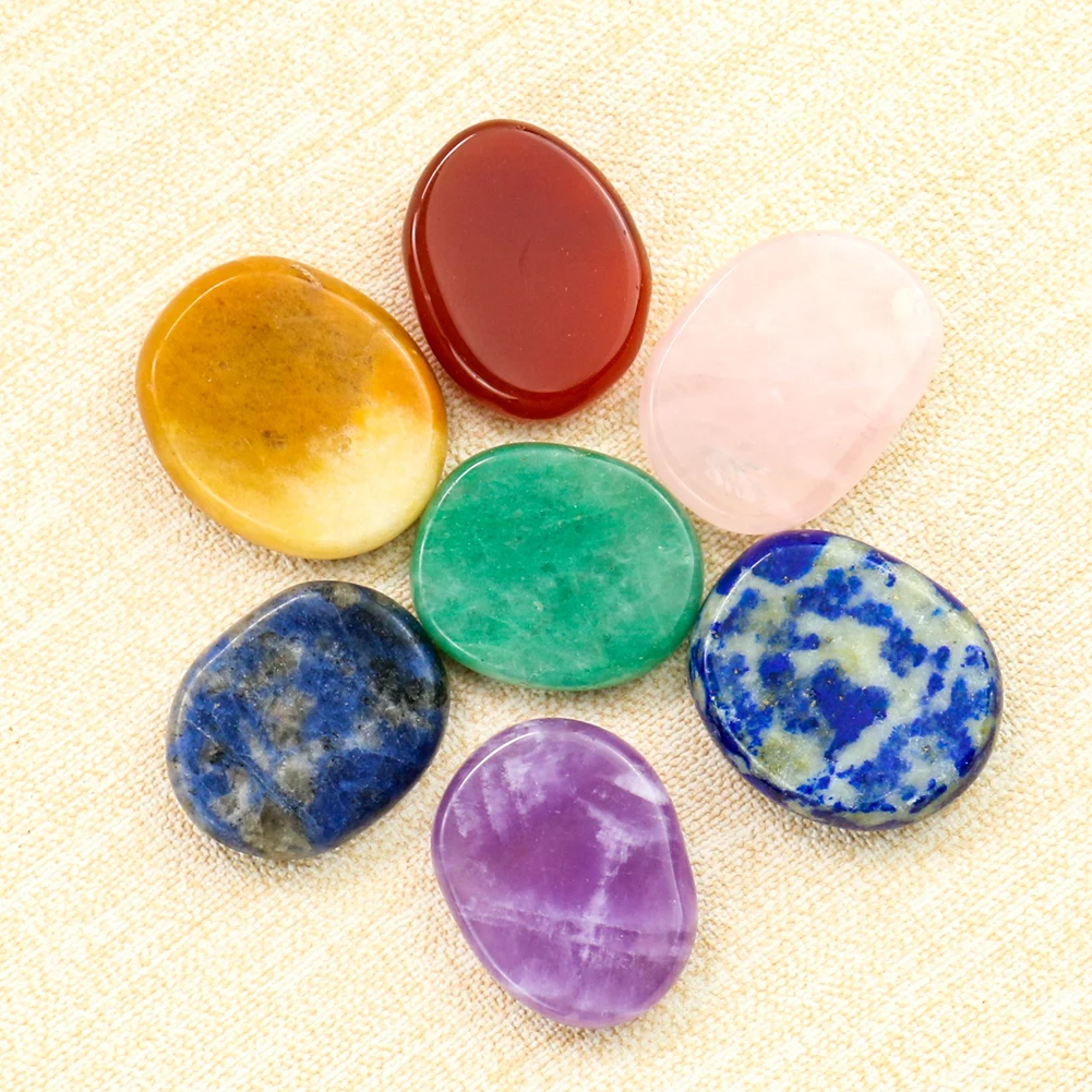 

7pcs/set Natural Quartz Crystal Stone Chakra Symbols Reiki Yoga Energy Meditation Healing Massage Stone Home Decorations