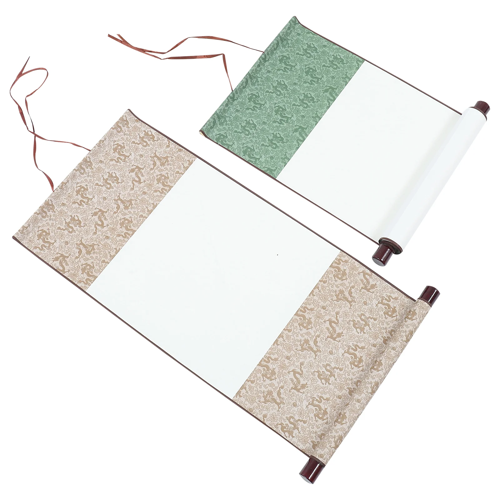 

2pcs Blank Calligraphy Scroll Traditional Paper Chinese Hanging Painting Scroll