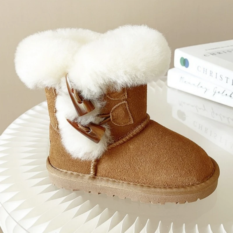 Зимние детские зимние сапоги 2025 года новый дизайн теплая обувь из натуральной