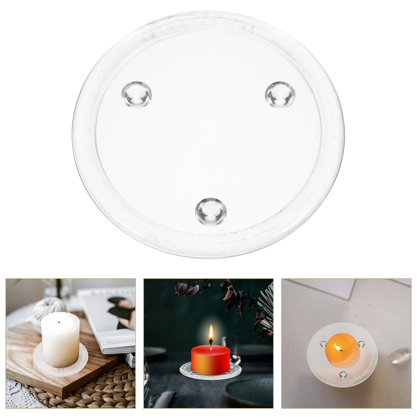 

2pcs Round Glass Holder Tray Scented Plate for Banquet Dinner Party