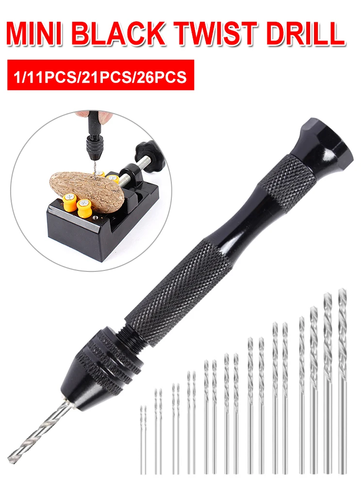 

Mini Micro Aluminum Hand Drill With Keyless Chuck HSS Steel Twist Drill Bit Woodworking Drilling Rotary Tools Hand Drill Manual