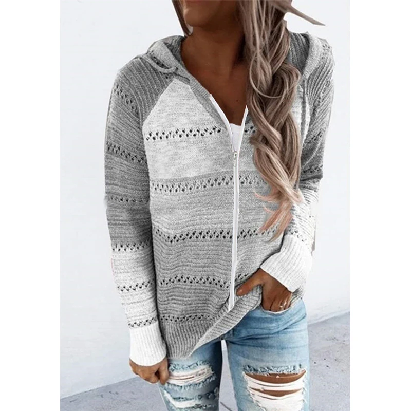 Color Blocked Long Sleeve Straight Sleeve Casual Sweater With Zipper Zipper Hoodie In Autumn And Winter 2022
