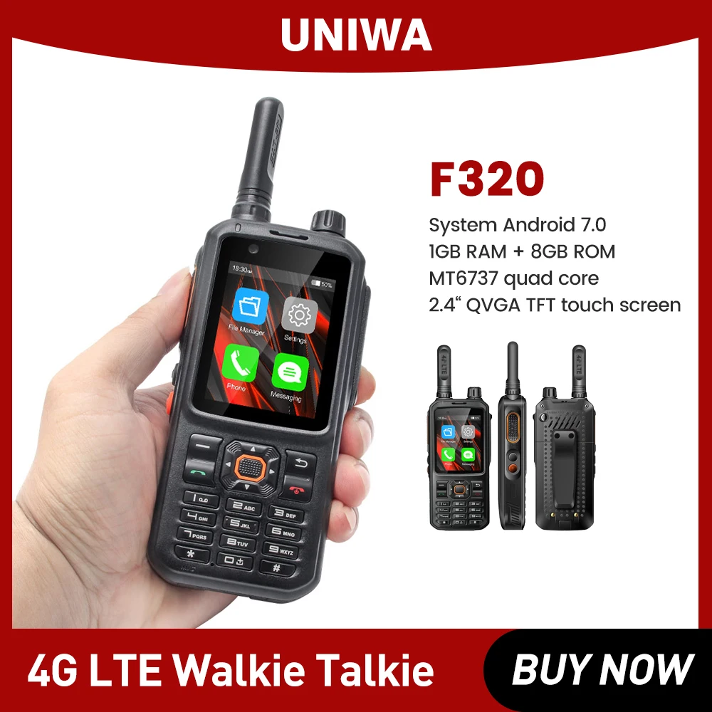 UNIWA F320 Android 7.0 Mobile Phone100km 500km 1000km 4G LTE Walkie Talkie Zello Long Range PoC Radio Smartphone Quad Core