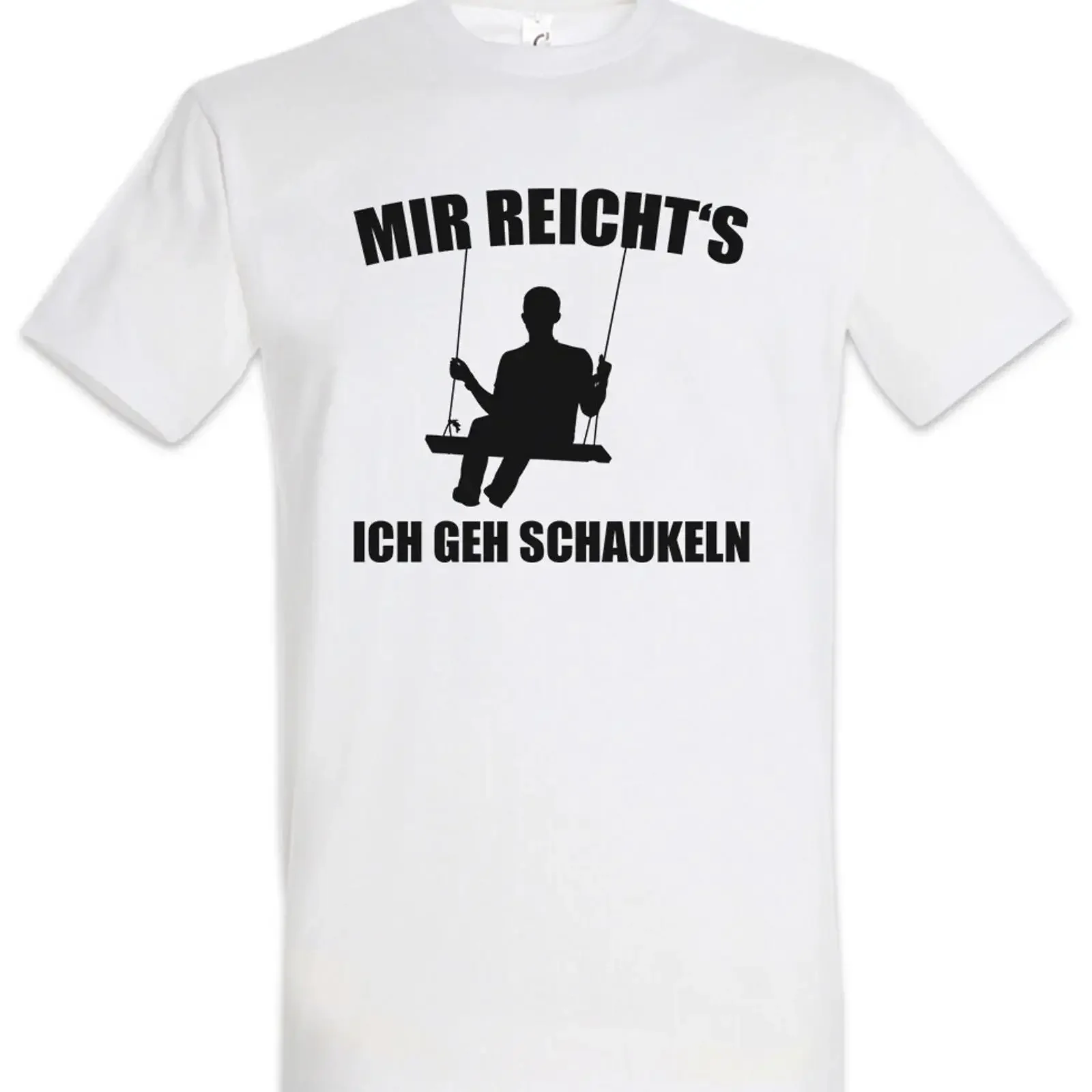 Фото Футболка Mir Reicht s Ich geh Schaukeln, винтажная, с эффектом потертости, в стиле стритвир, дышащая, с графическим принтом, на тему психологии, терапии, забавы, комедии. №1