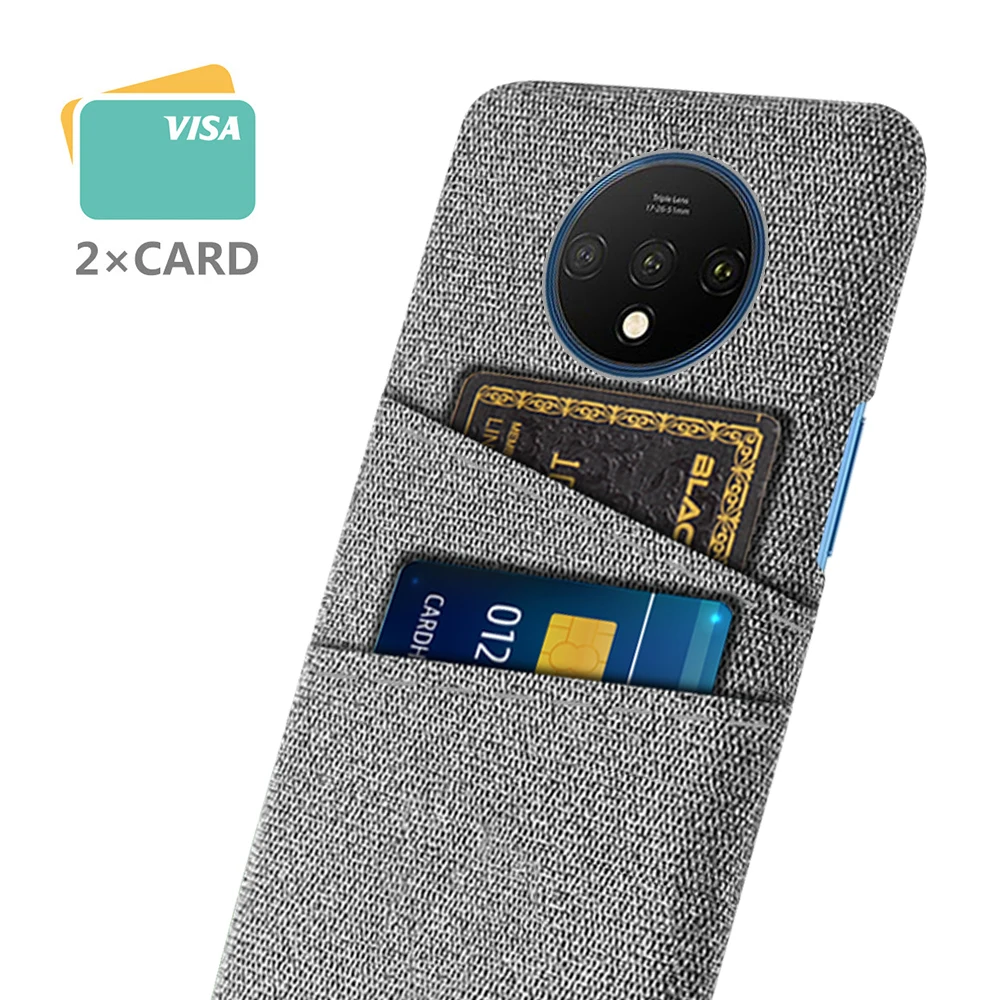 

For Oneplus 7T Case Luxury Fabric Dual Card Phone Cover For Oneplus 7T Phone Case For One plus 7T 6.55'' HD1901 HD1903 HD1900