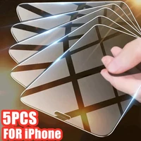 5pcs tempered glass for iphone 12 11 pro max screen protector for iphone 13 pro max mini 6 6s 7 8 plus se se3 2022 x xs xr glass