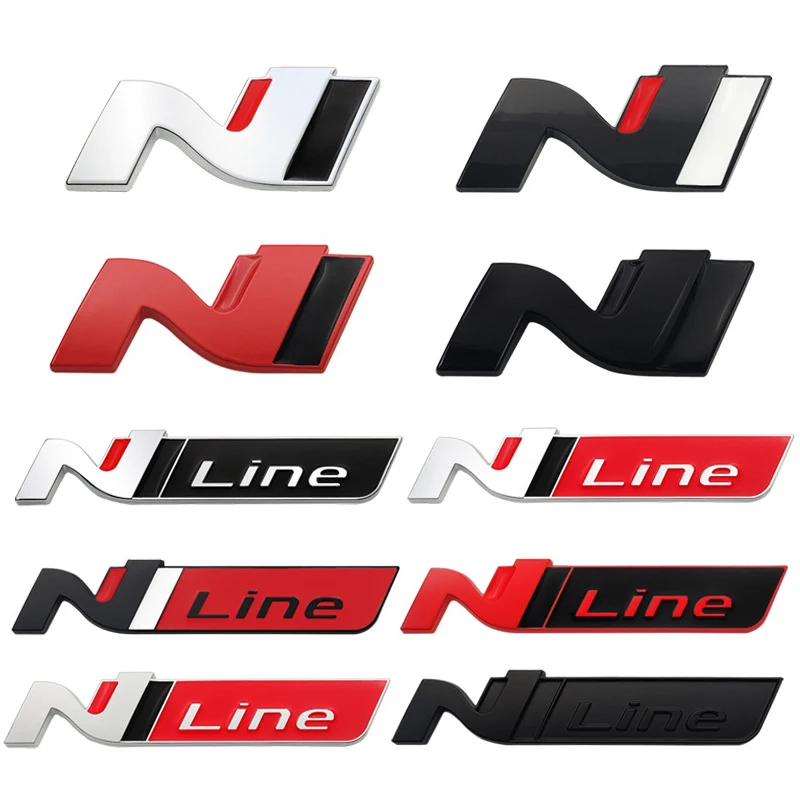 

Car Metal N Line Logo Emblem Badge Decal Sticker For Hyundai Kona Santa ix35 i20 i30 i30n ix20 i40 Ioniq Elantra Veloster Tucson