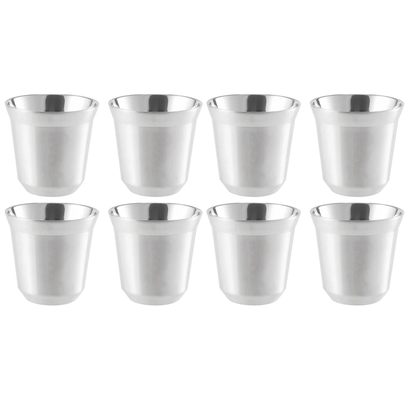 

Steel Espresso Cups Set Of 8, Double Wall Insulated Coffee Mugs Tea Cups, Easy Clean And Dishwasher Safe (80ML) CNIM Hot