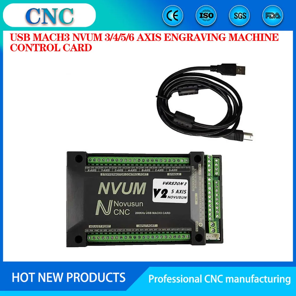Nvum v2.1 USB 3-axis 4-осевой 5-осевой 6-axis mach3 motion контрольной картой и 6-осевой аварийной