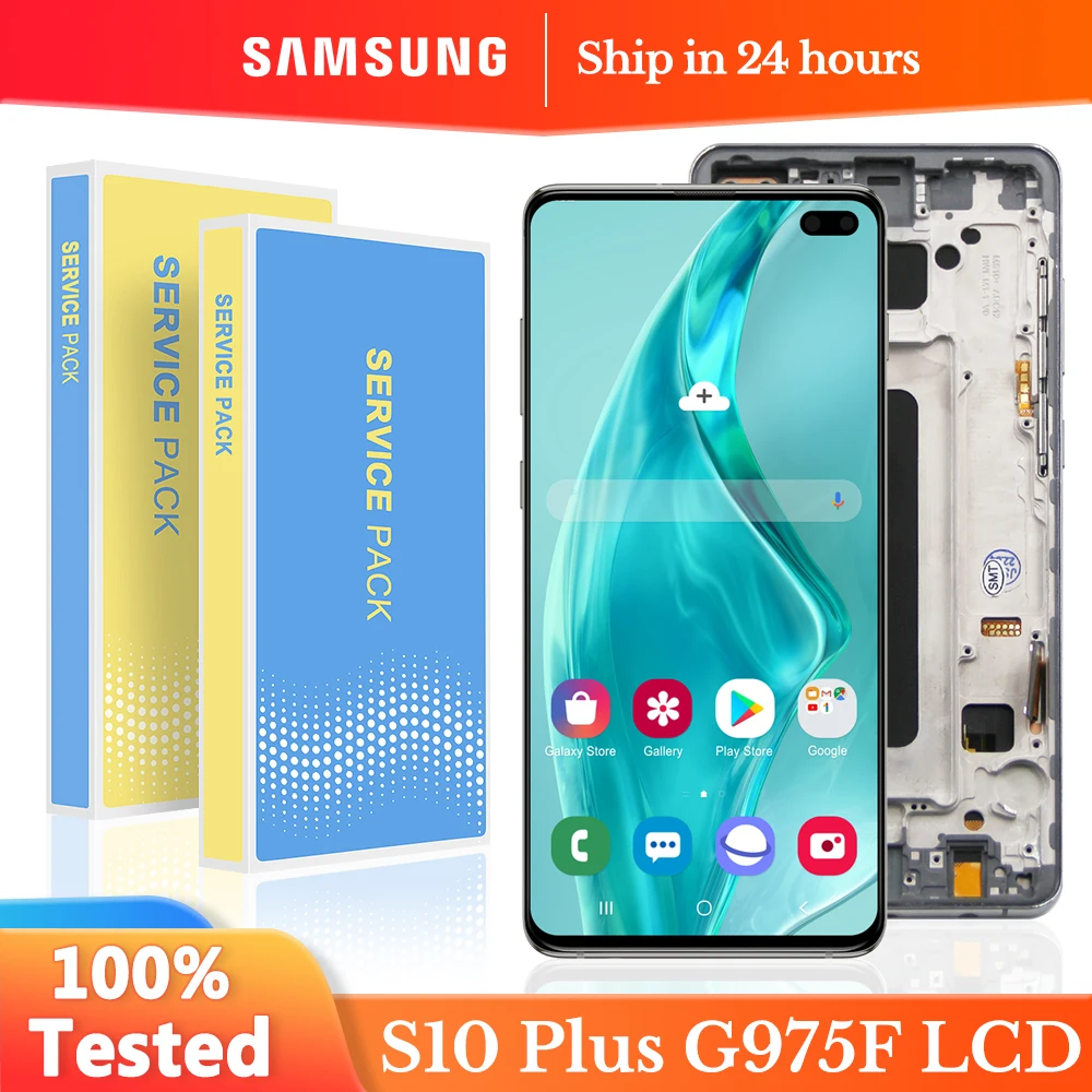 High Quality TFT for Samsung Galaxy S10 Plus G975F/DS Lcd Display Touch Screen Digitizer for Samsung Galaxy S10+ LCD With Frame