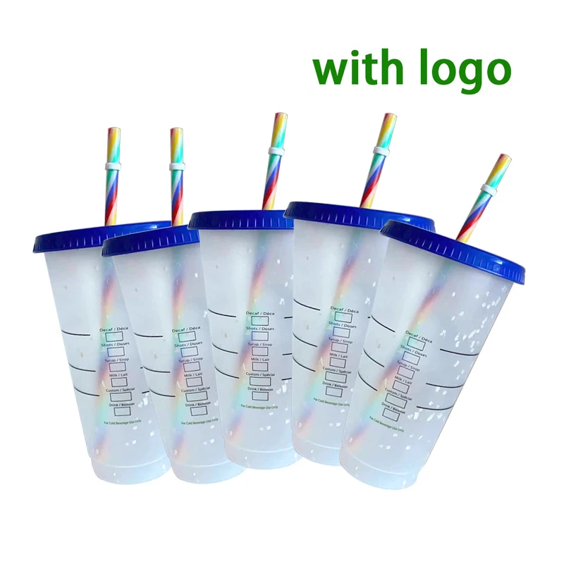 700ml Color Change Coffee Cup mug With Lid Logo Straw Reusable Cups Plastic Tumbler Matte Finish tazas |