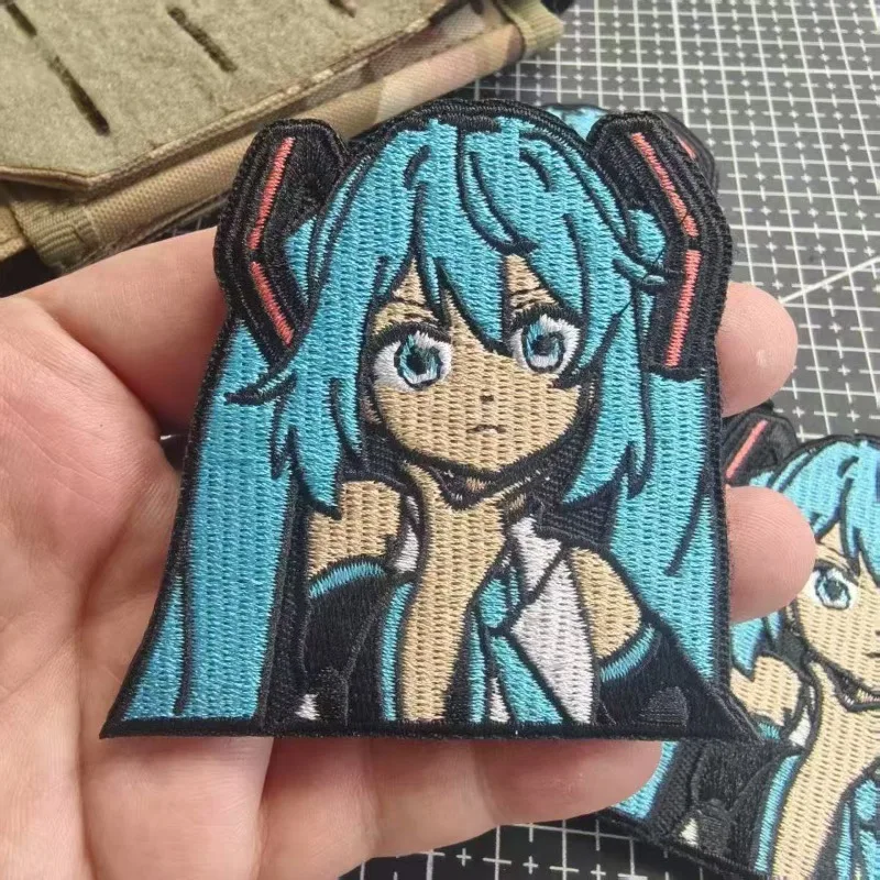 Фото Нашивка 3style Hatsune Miku на ткань, для одежды своими руками, аниме-нашивки, аксессуар для рубашек и брюк, кавайная наклейка на одежду с большими глазами девочки. №3