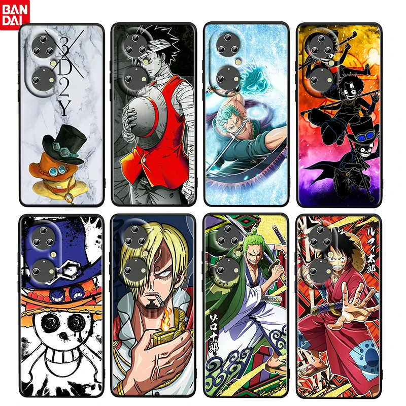 

One Piece Anime Cartoon For Huawei P50 40 30 20 10 9 Lite E Mini Pro 5G TPU Soft Gel Silicone Black Cover Phone Case Funda Capa