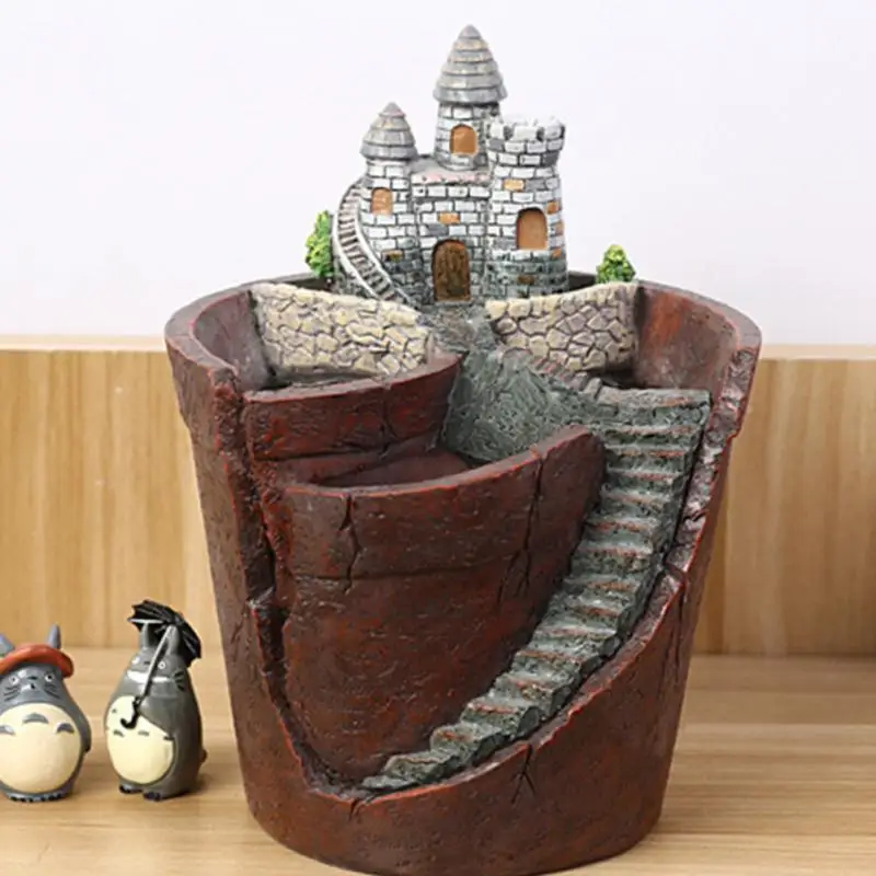 

Retro Farmhouse Flower Pot For Succulents Plants Decorative Planter Mini Bonsai Flowerpot Fairy Garden Home Desktop Decoration