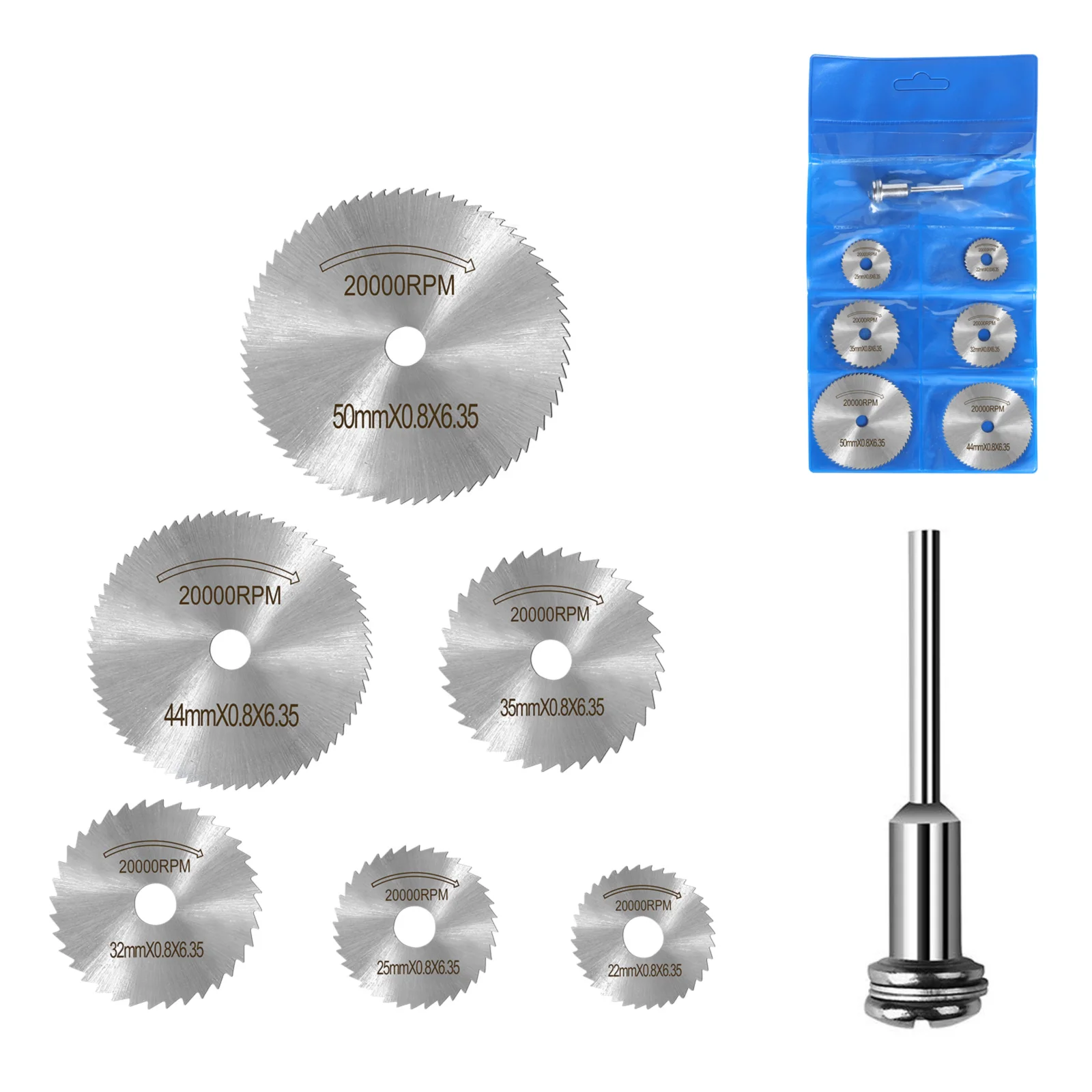 7pcs High Speed Steel Saw Disc Efficient Saws Wheels Small Metalworking Circular Slicers Mandrels Drills Tools