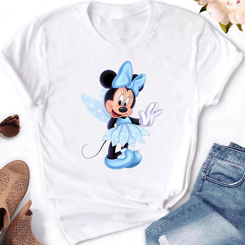 Новинка 2024 модная трендовая женская футболка Miinnie Mouse Tinker Bell с диснеевским