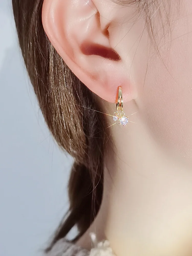 

Spring Fashion Simple Micro-inlaid Zircon Tassel Earrings For Women