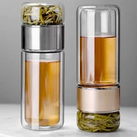 390ml tea water bottle high borosilicate glass double layer tea water cup infuser tumbler drinkware water bottle with tea filter