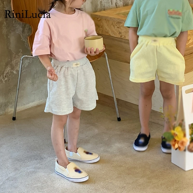 

RiniLucia Summer Kids Boys Shorts Solid Color Baby Girl Shorts Cotton short Pants Fashion Newborn Casual Bloomers