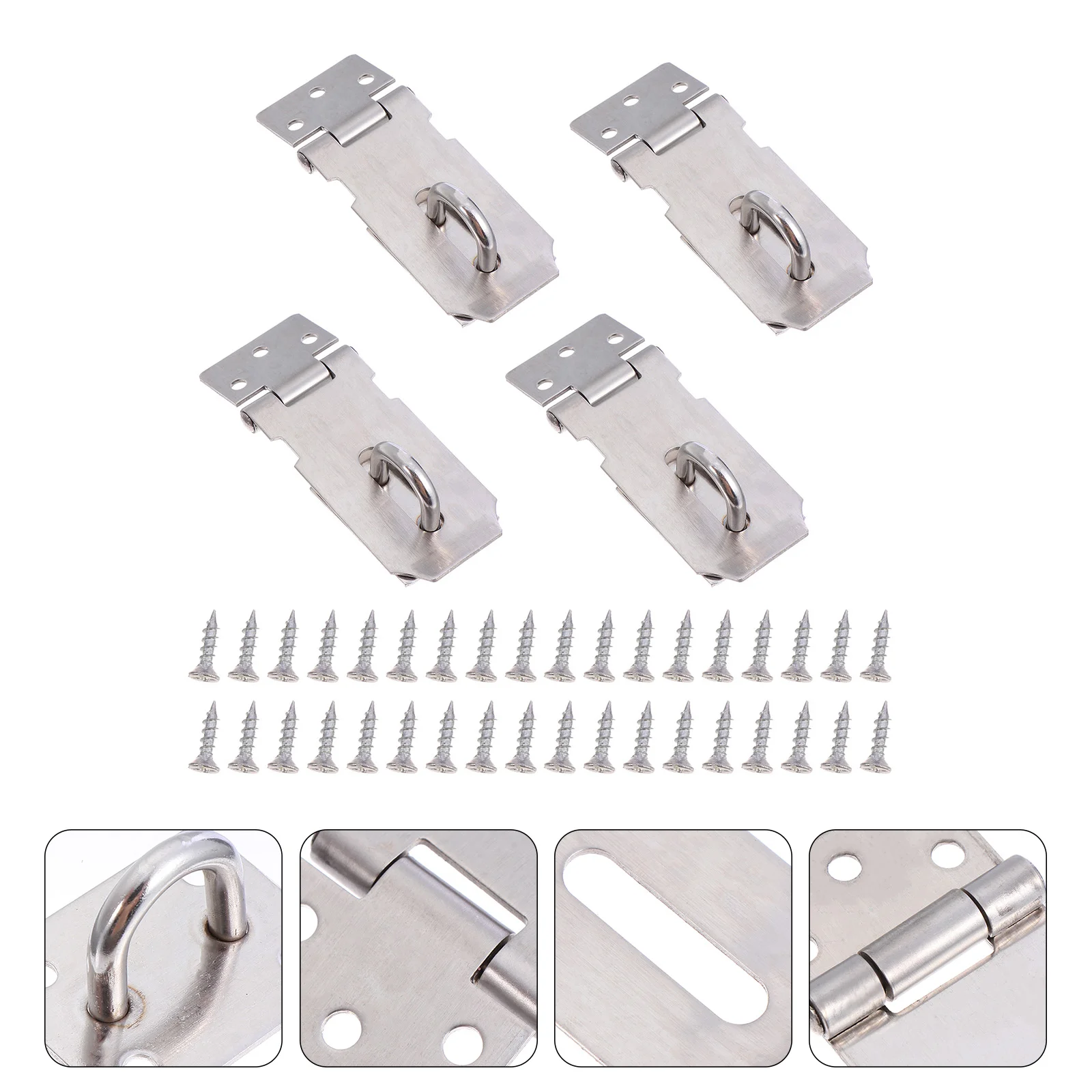 

4 Pcs Padlock Stainless Steel Buckle Heavy Duty Hasp Lockers Security Door Clasp