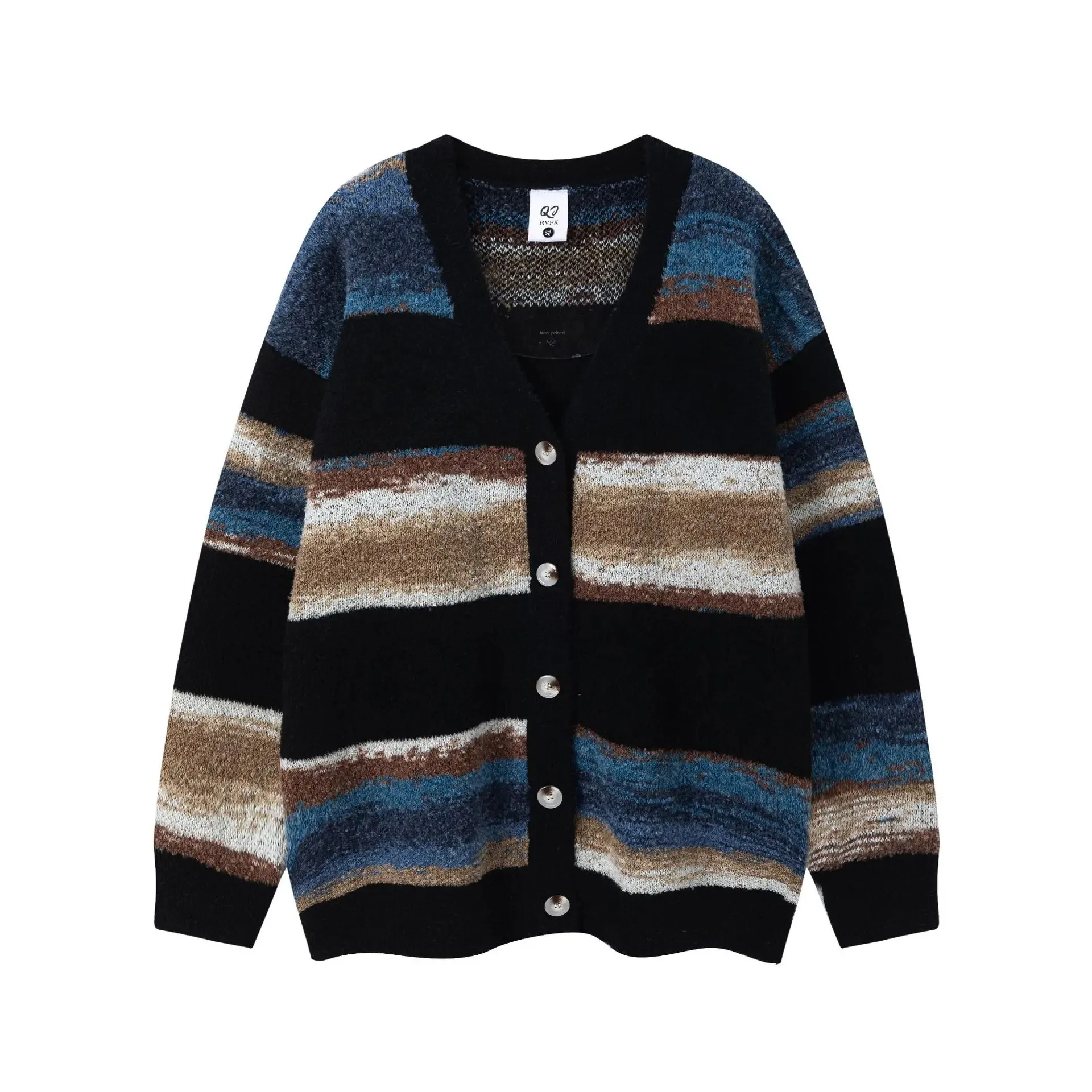 Американский винтажный полосатый кардиган с v-образным вырезом для мужчин модный