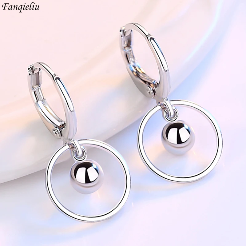 

Fanqieliu 925 Silver Needle Lady's New Jewelry Round Drop Earrings FQL23580