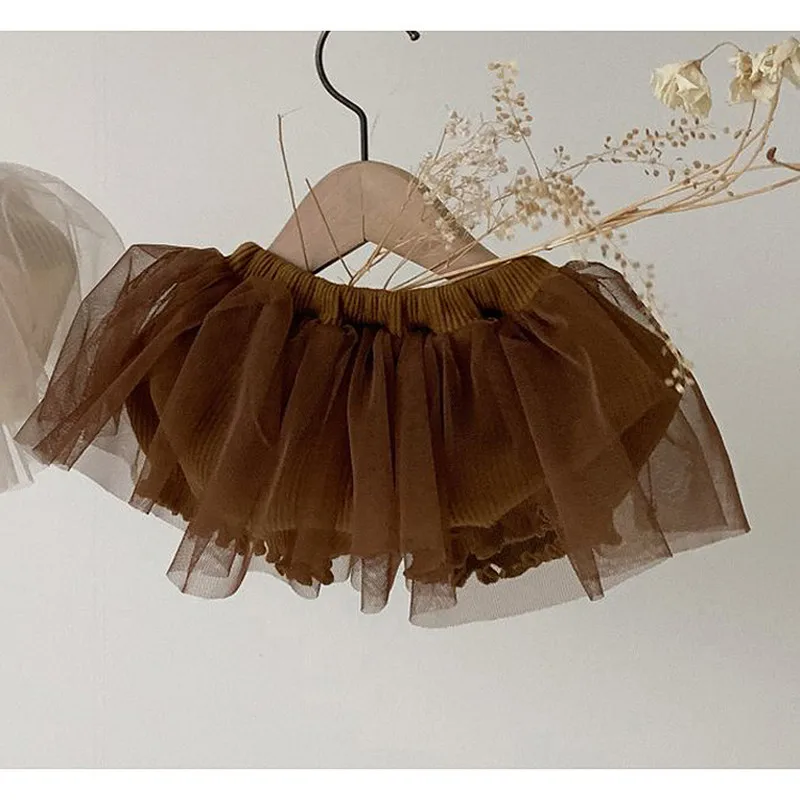 Criscky Fashion Baby Girls Tulle Tutu Bloomers Infant Newborn Diapers Cover Short Skirts Girls Skirts Solid Color Baby Skirt