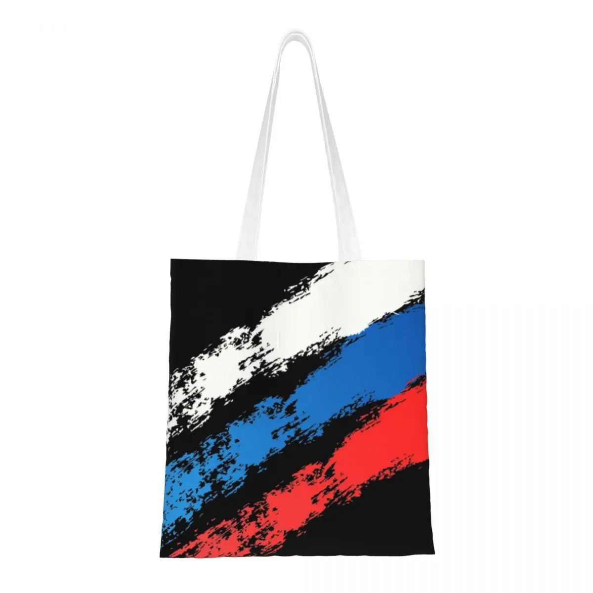 

Recycling Russia Flag Russian Pride Shopping Bag Women Shoulder Canvas Tote Bag Washable Grocery Shopper Bags