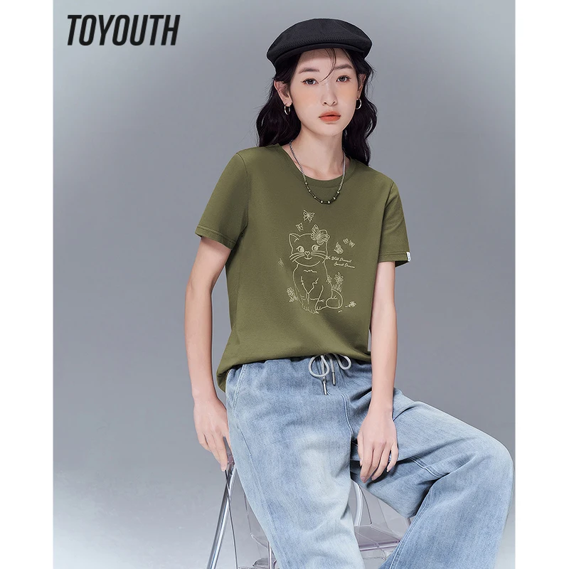 

Женская футболка с коротким рукавом и круглым вырезом, из чистого хлопка