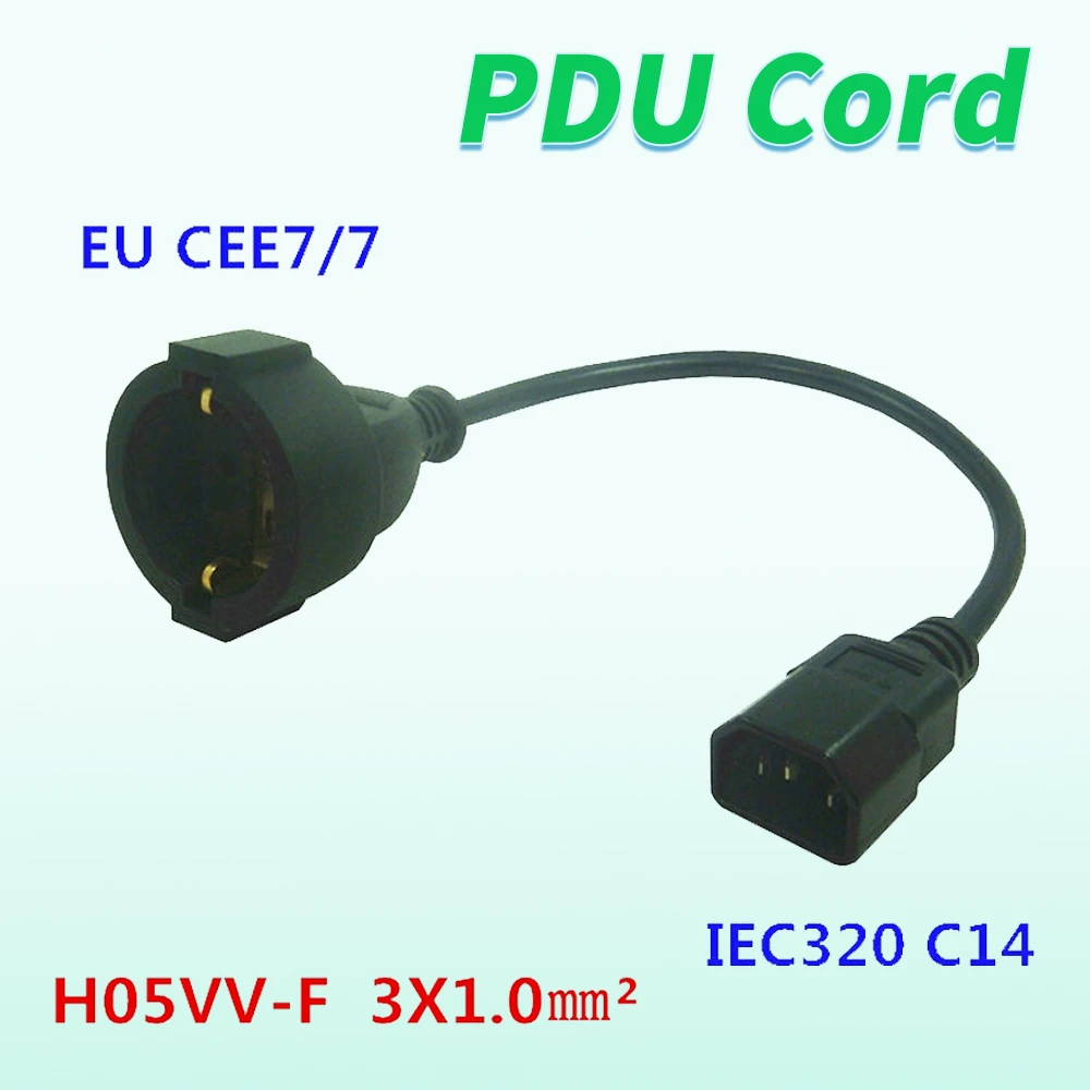 20-сантиметровый шнур IEC 320 IEC320 C14 в PDU CEE7, европейская ЕС VDE 2-контактный разъем, Короткие цифровые продукты, портативный Конверсионный кабель питания