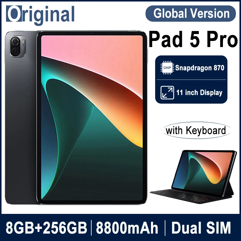 Original Snapdragon 870 Tablet Pad 5 Pro 8GB+256GB 11 Inch 120Hz Display Quad Stereo Speakers 8800mAh Dual Sim GPS Tablet 5 Pro