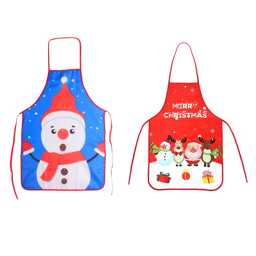 

2 Pcs Christmas Apron Household Kitchen Decor Cooking Protective Bottle Cap Clothing Polyester Child Grilling